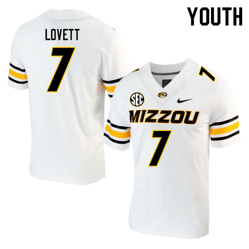 Youth #7 Dominic Lovett Missouri Tigers College 2023 Football Stitched Jerseys Sale-White